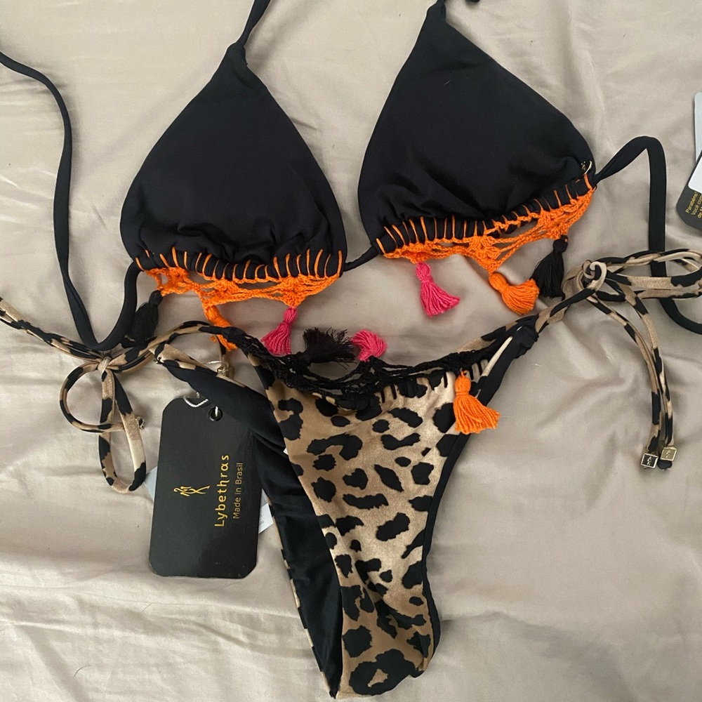 Fun tassel bikini! Leopard n black!!